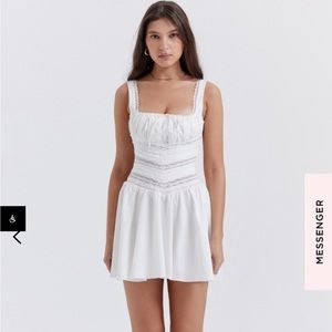House of CB Tiffani White Lace Trim Mini Dress